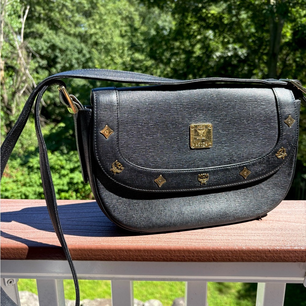 Vintage MCM Crossbody Bag – Black Leather